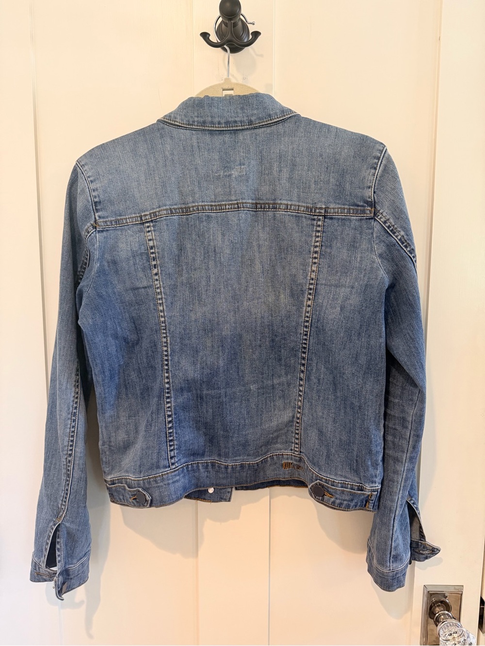 KUT From The Kloth Amelia Denim Jacket Stretch Button Front Blue Wash Large - Picture 6 of 8